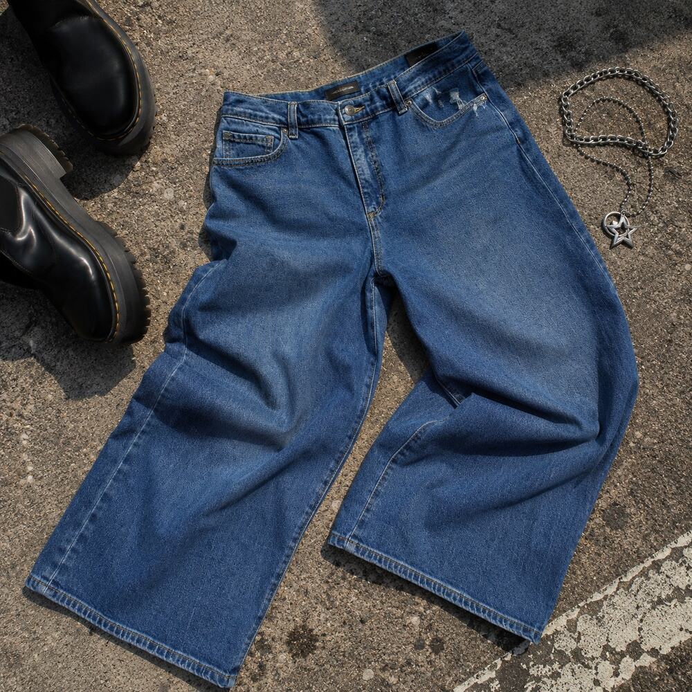 Scoop Wide Leg Cropped Jeans Women’s Size 12 Medium Wash Denim Relaxed Fit
